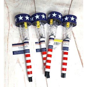 4 United States of America Red, White & Blue Patriotic Solar Stake Lights